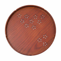 Cherry Blossom Tea Tray Cut Round Wooden Tray Sturdy for Tabletop Display