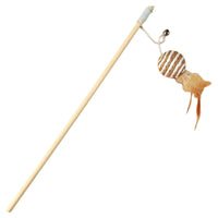 Cat Teaser Wand Wooden Cat Wand with Feathers Indoor for Chase Sessions, Kittens