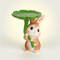 Rabbit Figurine with Tray Stable Bunny Figurine with Tray Sturdy for Entryway
