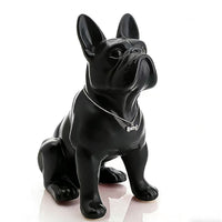 French Canine Figurine Glossy French Canine Statue Decorative Dog Statue with Necklace for Office, Entryway