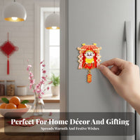 Metal Fridge Magnet God of Wealth Chinese New Year Cartoon Festive Gift