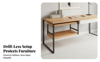 Under Desk Organizer Hanging Bookshelf Anti-Scratch Protection No Drill Under Desk Shelf Storage Rack for Students
