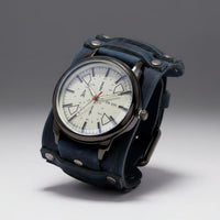 PU Wrist Watch Vintage Cuff Watch Analog Movement Jewelry for Men, Streetwear