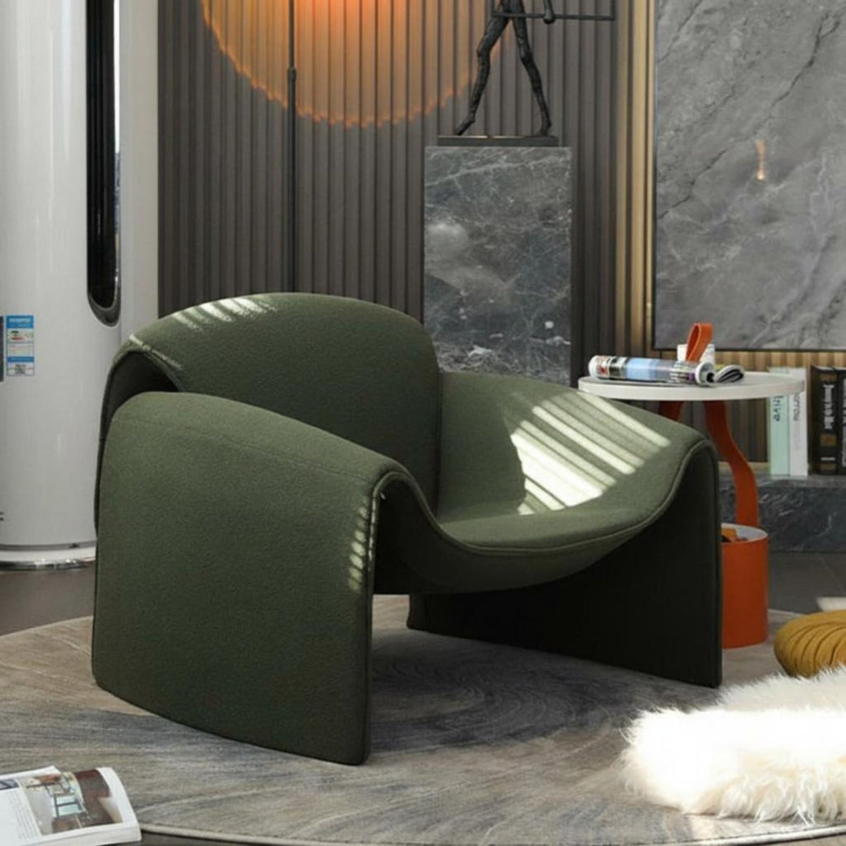 Minimalist Aesthetic clawdesign Armchair Sculptural Form Lounge Chair Ergonomic spinerest Indoor Seating high-resilience Foam padding for Design lovers, Interior Designers, Living Room, Bedroom, Reception Area, not in stockice