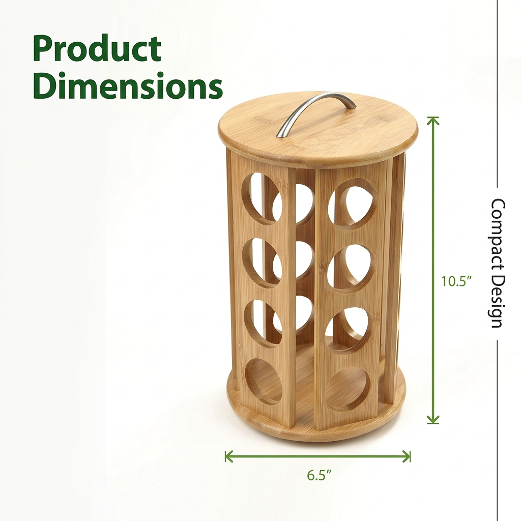 Bamboo Rotating Coffee Pod Holder, 4 Tier Pod Holder, Desktop Coffee Pod Storage Rack, Kitchen Countertop Coffee Pod Holder
