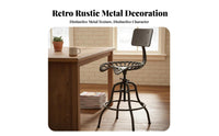 Vintage Swivel Stool with Backrest Adjustable Height Metal Bar Chair Seating Furniture for Kitchen Island