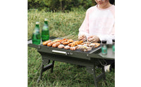 Foldable Portable Briquette Grill Metal Grill with Side Tables Compact Foldable Barbecue for Journeyers, Backyard