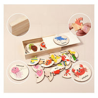 Interlocking Wooden Puzzle Set Early-Learning Puzzle with Storage Box Interactive Educational Toy Screen-Screenless for Preschoolers