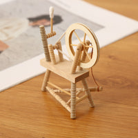 1:12娃娃屋dollhouse迷你家具袖珍模型复古木质原木色老式纺车