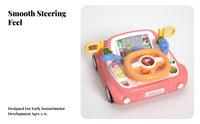 Pretend Driving Toy with Road Display | ConstructionPowered, Toy Steering Wheel with Dashboard, for Playroom