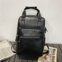 Minimalist PU Leather Backpack for Women and Men, Commuter Business Laptop Bag, Travel Daypack