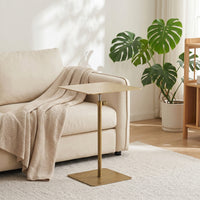 Adjustable Side Table Compact Side Table with Metal Base for Living Room