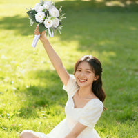 Bridal Bouquet for Wedding - Silk Rose Hand Bouquet for Engagement and Photo Shoots
