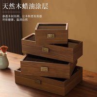 Walnut Wood Storage Box for Walnuts and Bracelets, Transparent Lid, Large Capacity
