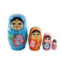4 Pieces Illustrated Faces House Decoration Colorful Painted Nesting Dolls