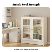 long-lasting Steel Construction upright Display Case with Glass Doors Multitier Storage Tall Curio Cabinet with Transparent Doors Space-Saving storage shelf Easy to Clean for Book Lovers, Office Workers, homeowners, Study Room, Bedroom, Kitchen