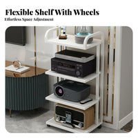 High-fidelity Amplifier Stand Multi-tier Equipment Rack with Rolling Wheels Heavy Duty Audio Shelf Stable Metal Frame Engineered Wood Shelves Suitable for Audiophiles Home Theater Enthusiasts Conference Rooms Office Use
