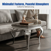 Minimalist Marble Corner Table, Stainless Steel, Small Apartment Accent