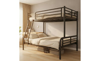Space-Saving Bunk Bed Frame with Ladder Compact Metal Bunk Bed Industrial Furniture Modern for Dorm Room