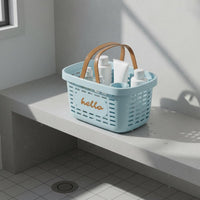 Portable Shower Tote Multipurpose Draining Bath Basket Wide Opening Shower Basket for Dormitory, Washroom