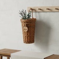 Rattan Wall Basket Vintage Design Woven Hanging Basket Multi-Purpose