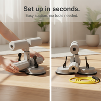 Sit-Up Assistant Device with Suction Cup for Abdominal Training, Multi-functional with Optional Resistance Bands
