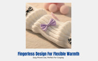 Sweet fuzzy tuft fingerless gloves, anime cosplay sleeves, knitted accessory for girls