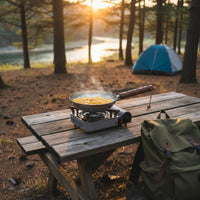 No Coating Hammered Titanium Frying Pan PFAS/PFOA/PTFE without Uncoated Titanium Skillet Physical Non-Stick Lightweight Backpacking Pan Detachable Handle for Campers, Backpackers, Hikers, Camping, Hiking