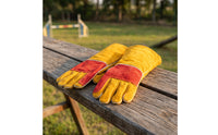 Reinforced Palm Leather Gloves with Gauntlet Cuffs Heavy Duty Bite Resistant Gloves Long-Lasting Thick for Animal Handlers, Pet Trainers, Dog Groomers