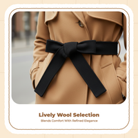 Double-Sided Wool Coat Belt, Wide, Stylish, Camel