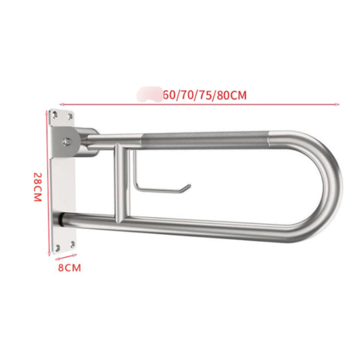 Wall-Mounted Toilet Grab Bar Anti-Slip Stainless Steel Toilet Bar for Elderly