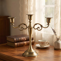 Candlestick Holder with Three Cups Metal 3-Arm Candelabra European-Style