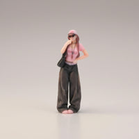 1/64 Scale Figure Cityscape Miniature Woman with Cap Standing Figurine Realistic Female Figurine Collectible for Hobbyists