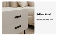 Single-Drawer End Table Cream aesthetic Nightstand Rounded Corners for Students