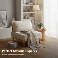 Armless Wooden Couch Wabi-Sabi Aesthetic Upholstered Settee Nordic Inspired Sturdy Construction for Homeowners, Students, Study