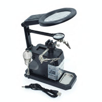 1 Piece Soldering Helping Hands Tool Featuring Magnifying Lamp LED Light Heavy Base Adjustable Arms and Secure Clamps Suitable for Hands-free Electronics Repair Desktop Inspection