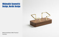 Wooden Business Card Holder, Walnut & Beech, Geometric Design, Large Capacity Desktop Organizer