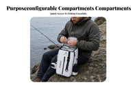 Organized Fishing Shoulder Bag with Rod Holder Handsunencumbered Fishing Tackle Bag Compact Tackle Pack Lightweight for Anglers, Outdoor Trips
