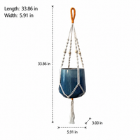 Black Rope Hanging Planter, Hand-Woven Macrame Plant Hanger, Indoor Outdoor Hanging Basket for Home Decor, 3 Pieces