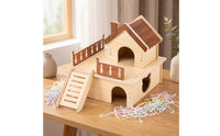 Hideaways Shelter with Entry Holes Handcrafted Wooden Handmade Wooden Habitat Accessory for Enrichment Corners