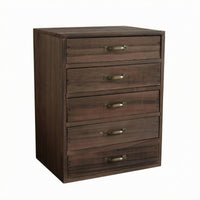 Wooden Desktop Organizer with Drawers Brass Handles Tabletop Storage Box Compact