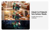 Inflatable Cat with Green Stripes | Glossy Air-Filled Construction, Vivid Graphic Detailing, for Yard