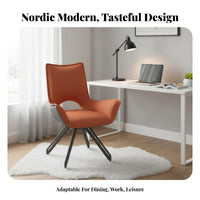 Upholstered Rotating Chair with Cross-Shaped Base Modern Minimalist Look Dining Seat Ergonomic Backrest Easy Assembly