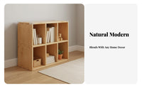 Freestanding Solid Wood Grid Cabinet Multipurpose Low Wooden Bookcase Long-Lasting Floor Standing Display Shelf Spacious Design for Students, Homeowners, Office Workers, Study Room, Bedroom, Playroom