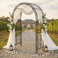 Metal Garden Arch Stable Base Scrollwork Arch Trellis Ground Stakes Arched Trellis for Park