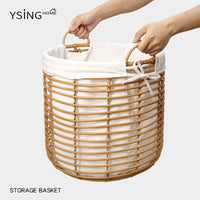 Rattan-Style Plastic Laundry Basket, Large Capacity, Rustic Style