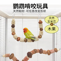 Parrot Chewing Toy with Corncob and Wooden Balls