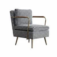 Houndstooth Armchair Nordic design Plush Single Sofa Post-Modern Aesthetic Ergonomic Support for Homeowners, Interior Decorators