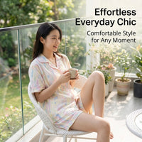 Ladies Pajamas for Sleeping and Loungewear Set for Women, Soft Cloud Short Sleeve 3-Piece Nightwear with and Pants