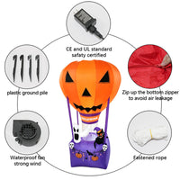1.8m Halloween Inflatable Ghost Sitting on Pumpkin Hot Air Balloon with LED Lights for Outdoor Party Decor (EU Plug)